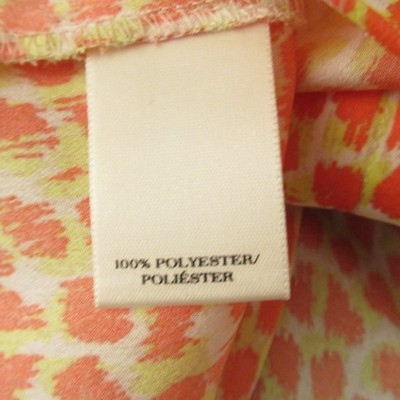 Ann Taylor Top XS Petite Orange Yellow Print Ruffle Sleeveless V Neck - Picture 6 of 6